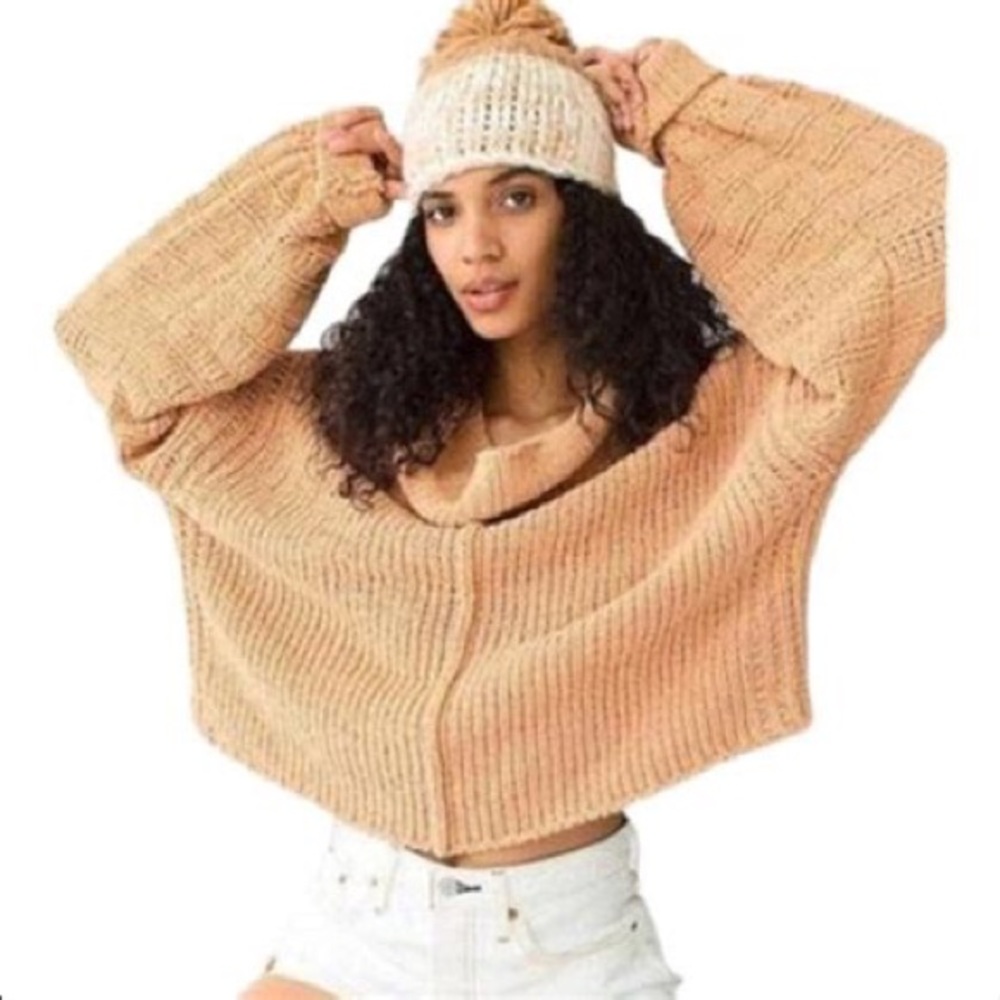 Free People Be Yours Cowl Neck Chunky Knit Slouchy Snuggly Sweater 🍁